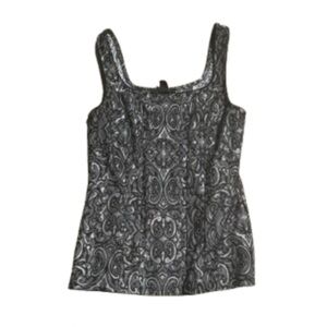 WHBM Black and Gray Paisley Women's Top tank small